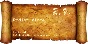Rodler Vince névjegykártya